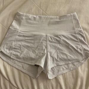 White Lululemon Speed Up shorts